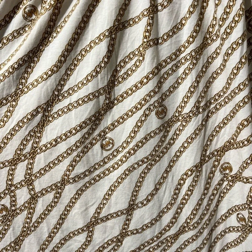 MICHAEL KORS 2X BONEGOLD CHAIN PEASANT STYLE BLOUSE COTTON MODAL - Picture 4 of 7